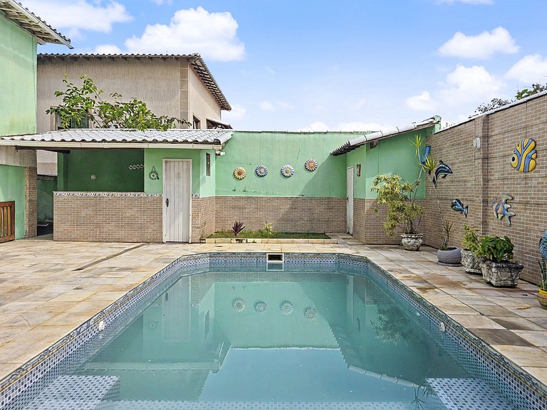 Casa 3 quartos com piscina frente mar no Boqueirão