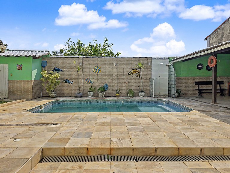 Casa 3 quartos com piscina frente mar no Boqueirão